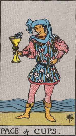 Page of Cups from the Rider-Waite tarot deck (public domain)