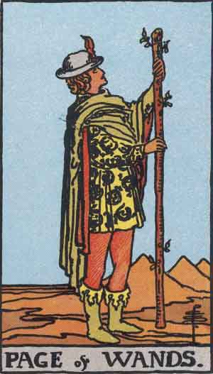 Page of Wands from the Rider-Waite tarot deck (public domain)