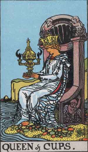 Queen of Cups from the Rider-Waite tarot deck (public domain)