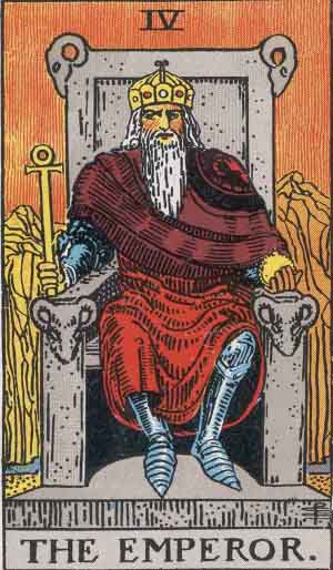 The Emperor from the Rider-Waite tarot deck (public domain)