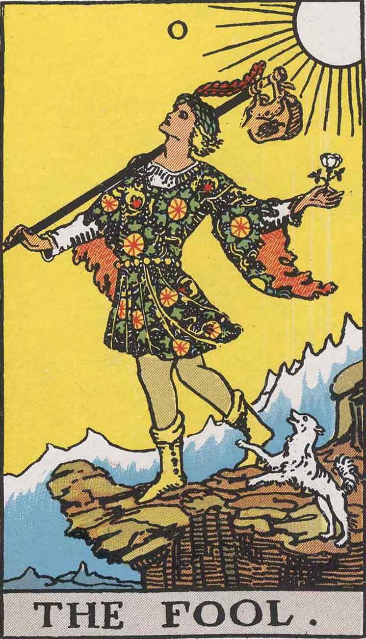The Fool from the Rider-Waite tarot deck (public domain)