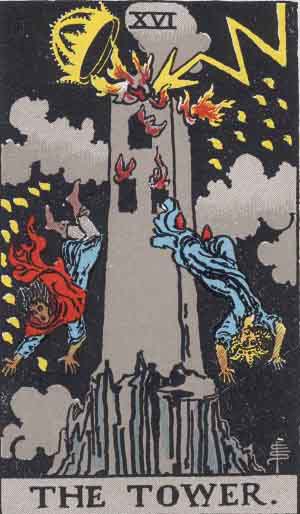 The Tower from the Rider-Waite tarot deck (public domain)
